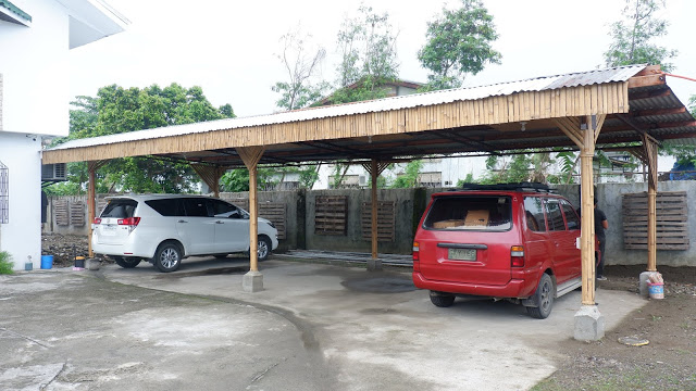 parking lot of his hostel