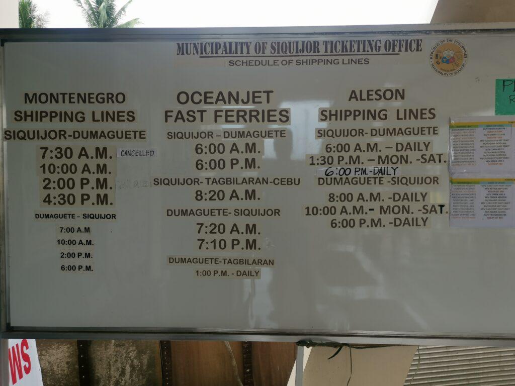 ferry schedule to siquijor and dumaguete